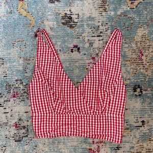 Brandy Melville Red Plaid Crop Top